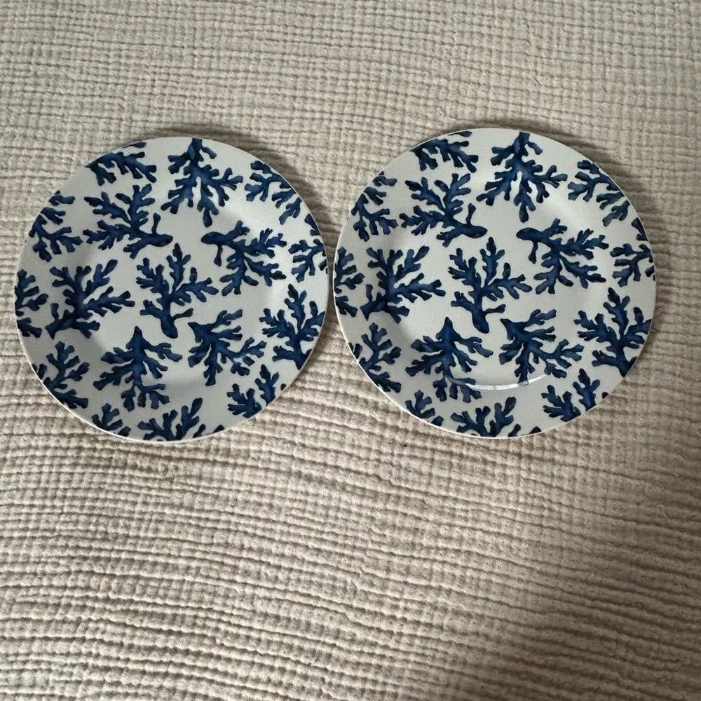 Z Gallerie Blue Coral Porcelain 8” Salad Plates. Set Of 2. Retired HTF